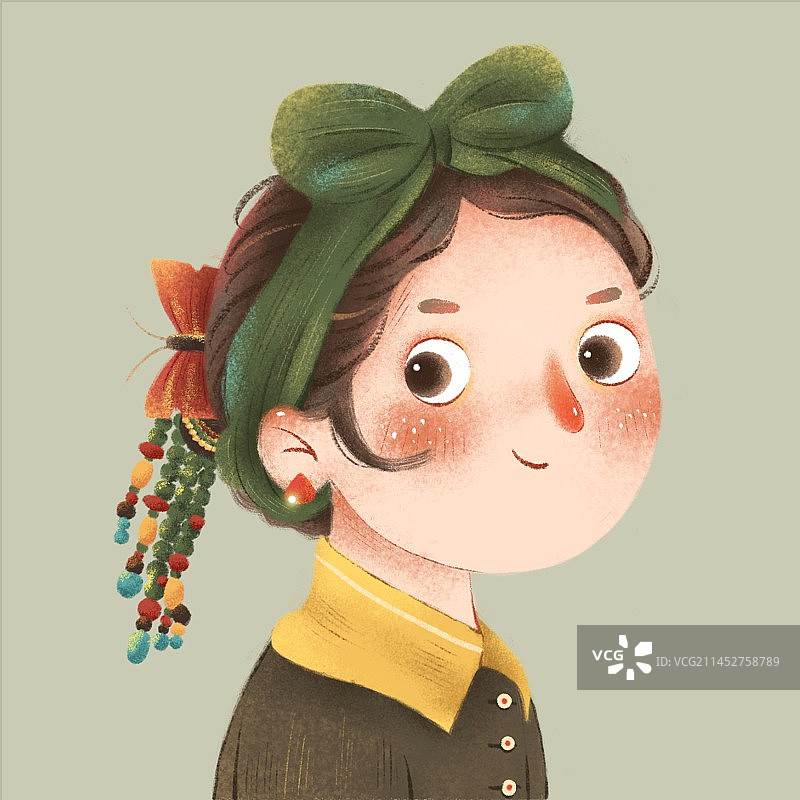 戴着头饰的女孩图片素材