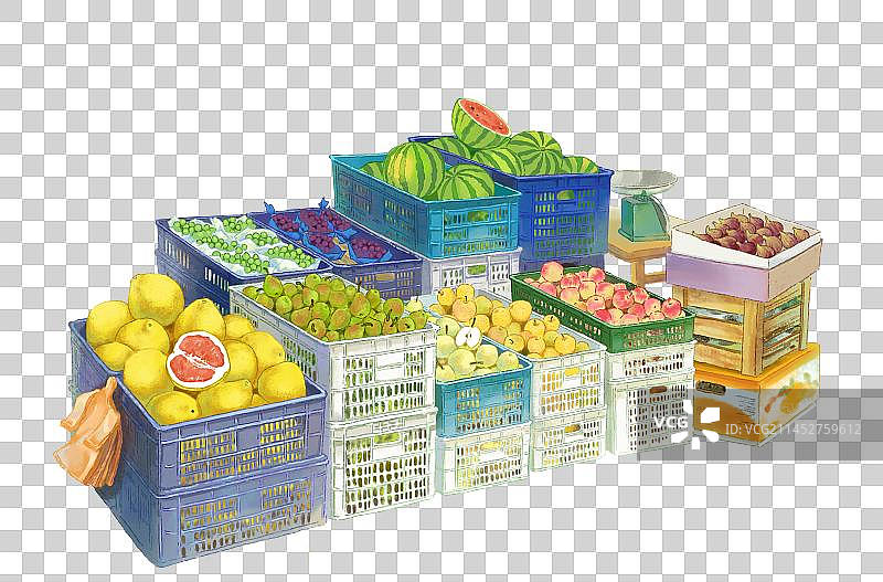 多种装在框里的水果排列整齐图片素材