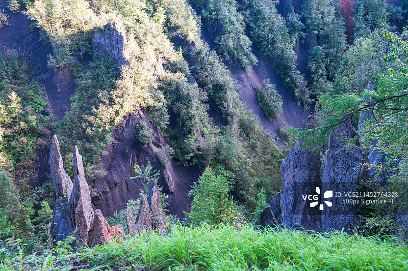 长白山大峡谷景区内的怪石图片素材