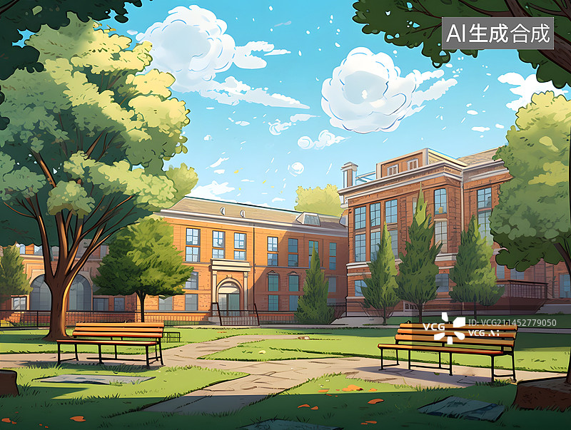 【AI数字艺术】学校插画图片素材