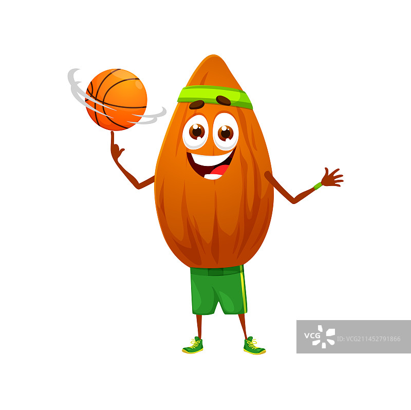 卡通杏仁用手指转篮球图片素材