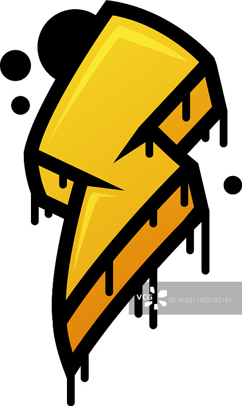 街头墙壁上明亮的黄色涂鸦闪电图片素材