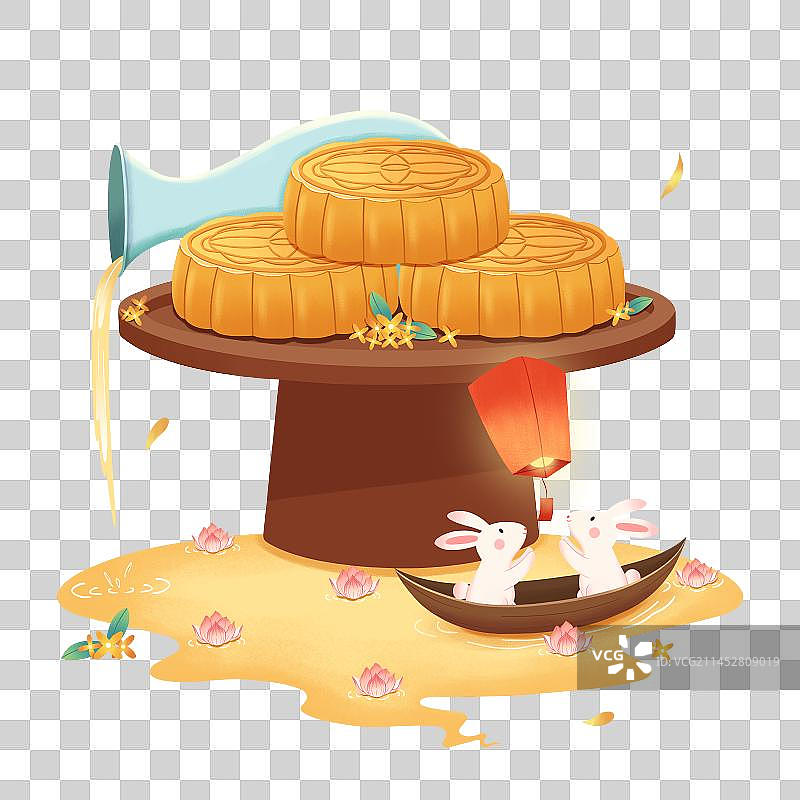 中秋节月饼桂花酒玉兔图片素材