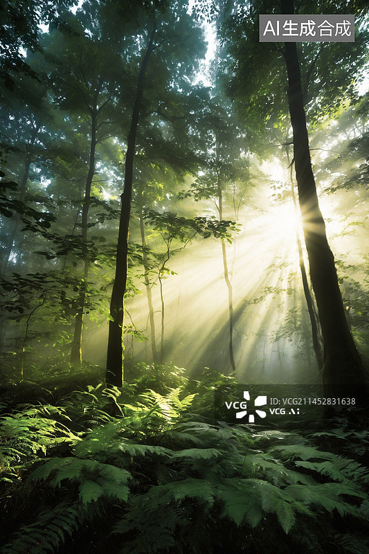 【AI数字艺术】光影森林图片素材