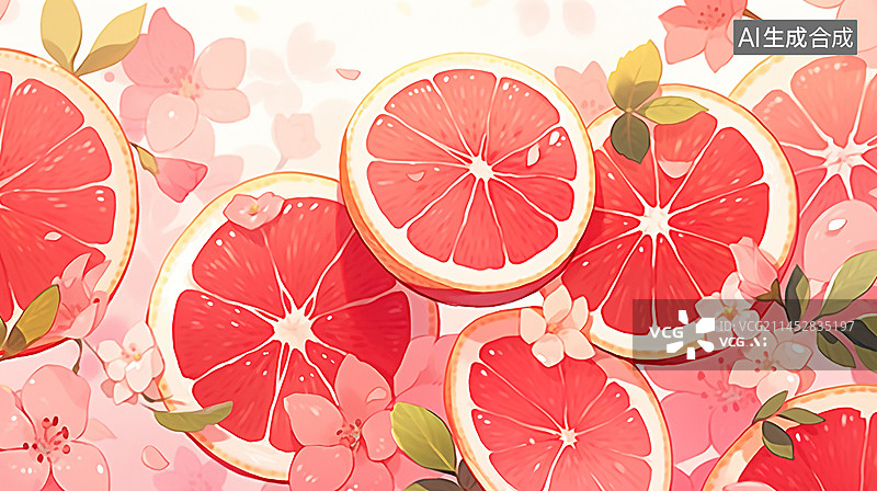 【AI数字艺术】血柚水果插画图片素材