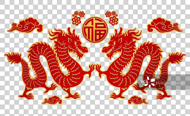中国龙传统春节插画素材图片素材