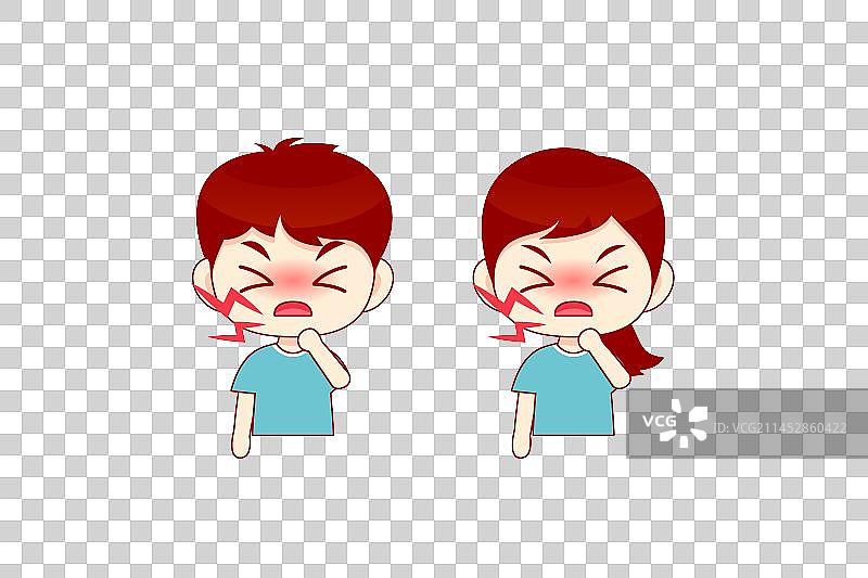手绘咳嗽症状卡通人物图片素材