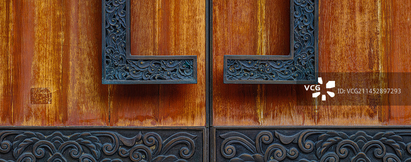 中式大门特写图片素材