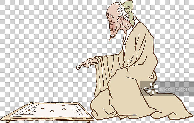 下围棋的古代智者人物元素图片素材