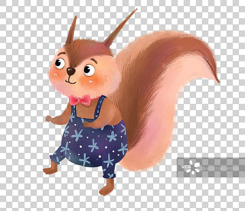 绘本森林小松鼠可爱手绘风免扣元素图片素材