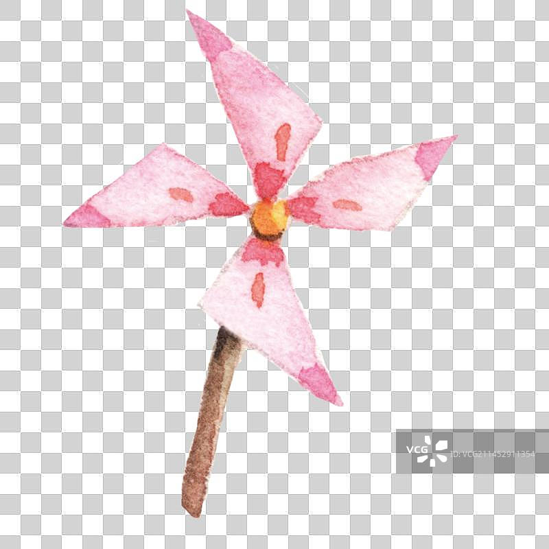 粉色的手工儿童风车玩具图片素材