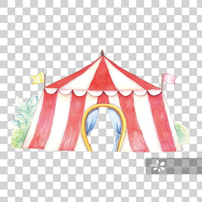 白色背景下悬挂的彩色装饰的一个帐篷特写镜头图片素材