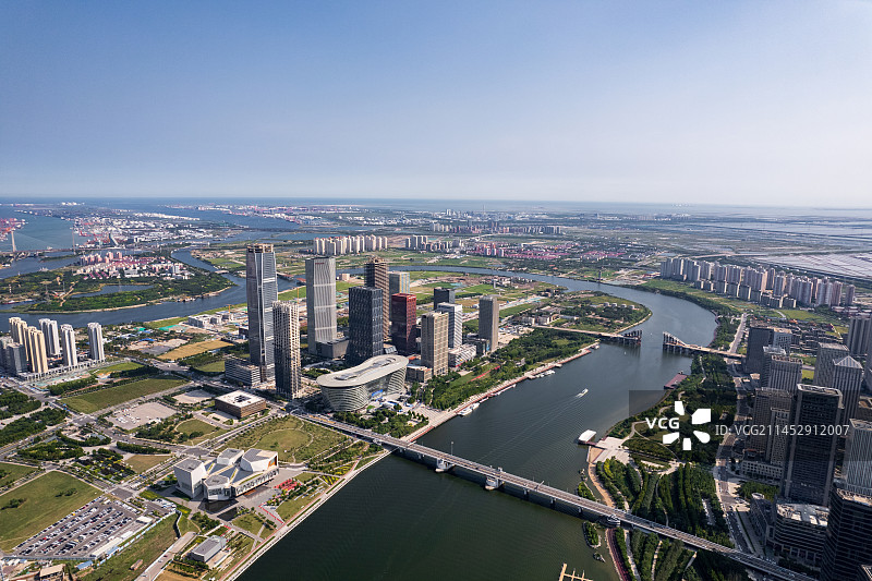 天津滨海新区海河响螺湾于家堡金融中心城市建筑风光图片素材