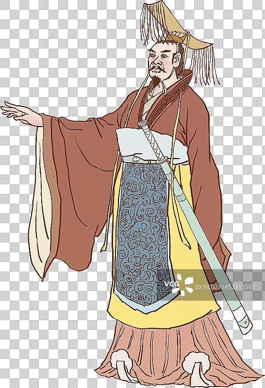 古代人物秦始皇元素插画图片素材