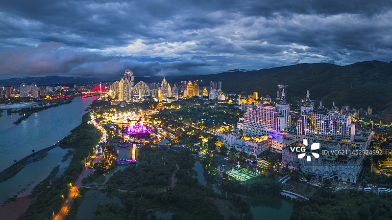 西双版纳告庄西双景全景图片素材