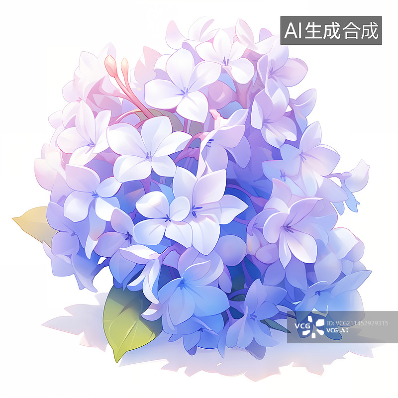 【AI数字艺术】一簇美丽的紫色绣球花插画图片素材