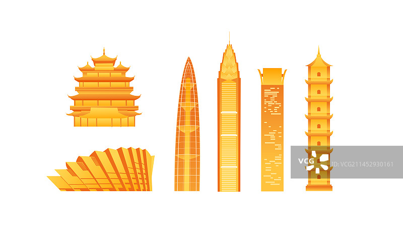 秋季温州城市天际线建筑插画，秋天重阳节立秋秋分节气图片素材