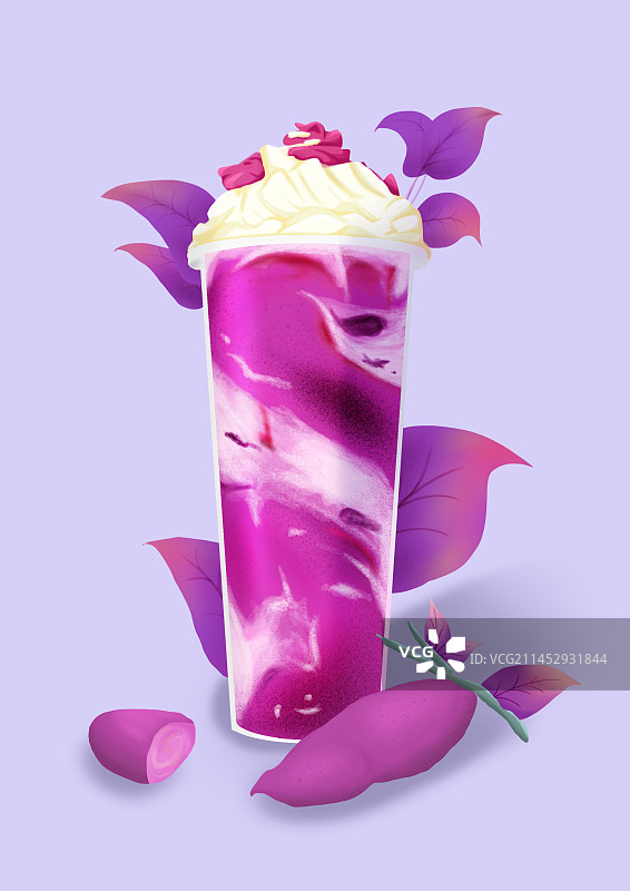 香芋奶茶插画图片素材