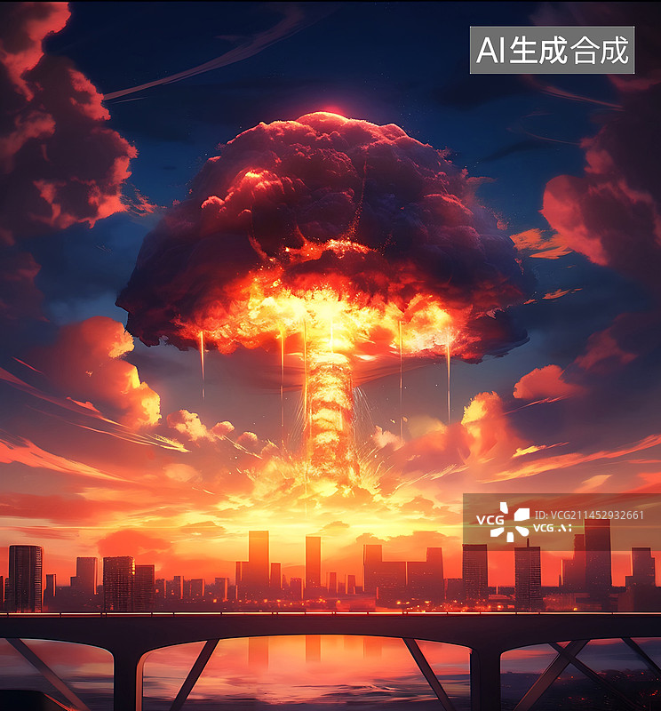 【AI数字艺术】核爆炸蘑菇云核战争图片素材