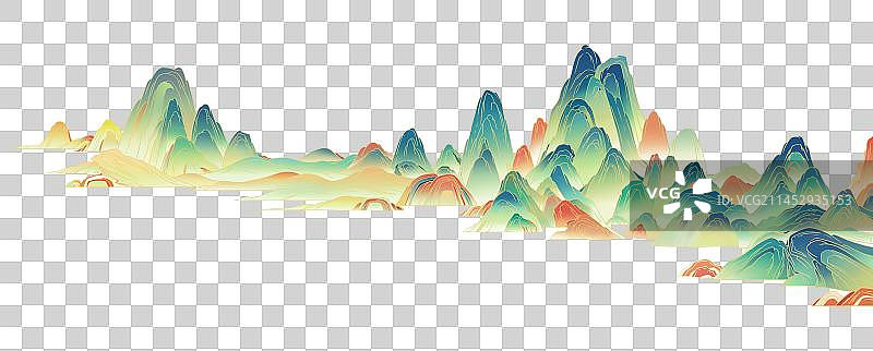 青绿山水千里江山全景图图片素材