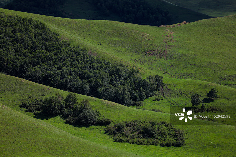 洒在草原丘陵山坡上的光图片素材