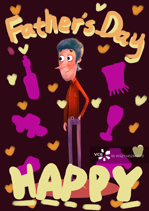父亲节快乐温馨手绘复古风设计模板图片素材