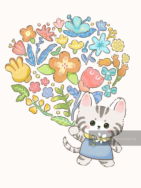 猫猫的气球花束图片素材