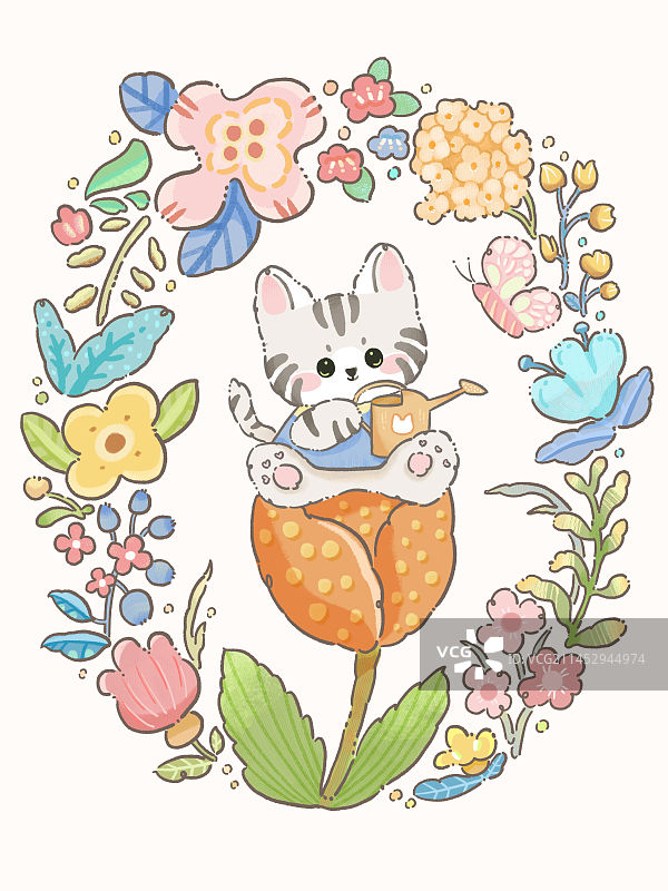 可爱猫猫的秘密花园图片素材