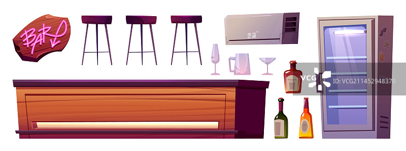 卡通餐厅酒吧柜台内饰图片素材