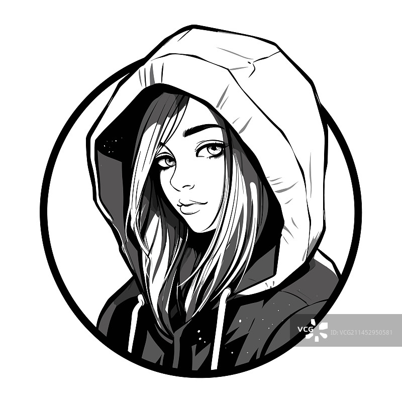 身穿帽衫的美丽女孩剪影图片素材