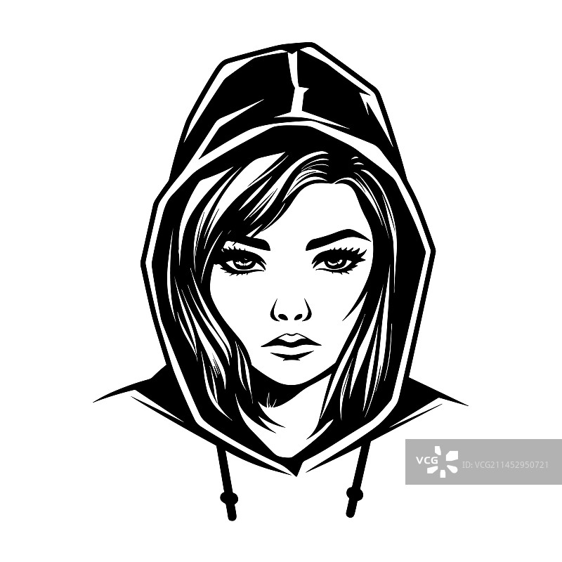 身穿帽衫的美丽女孩剪影图片素材