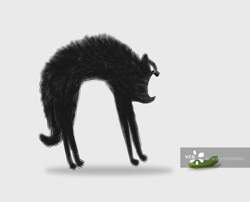 可爱创意小猫猫咪萌宠趣味可爱惊吓受惊害怕跳起动物幽默插画图片素材