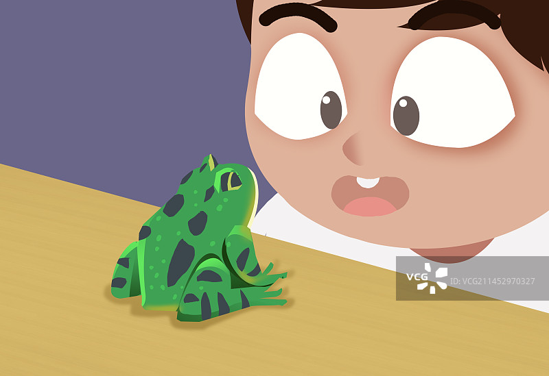 可爱趣味创意动物萌宠宠物青蛙角蛙饲养喂养陪伴成长插画图片素材