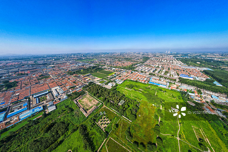 中国山东省济宁市曲阜市周公庙鲁国遗址航拍图片素材