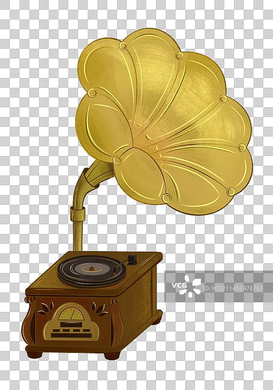 手绘复古留声机插画图片素材