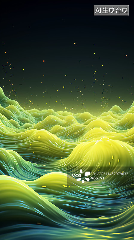 【AI数字艺术】液体流动科幻抽象插画图片素材