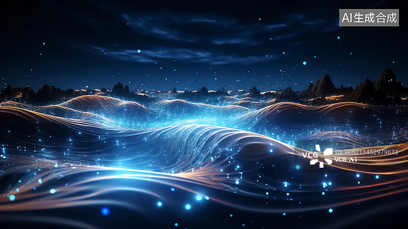 【AI数字艺术】液体流动科幻抽象插画图片素材