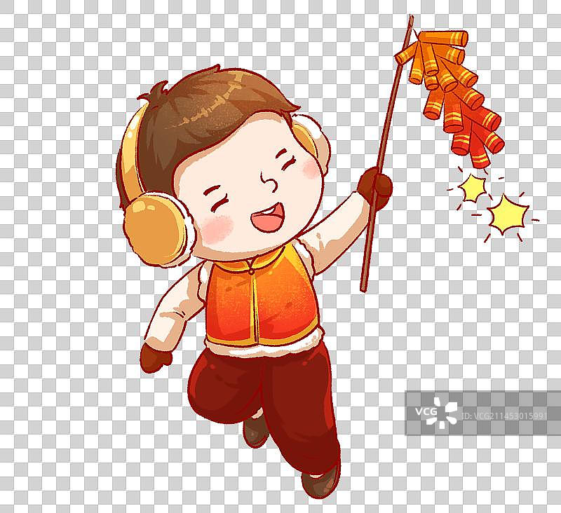 春节扫雪男孩人物元素图片素材