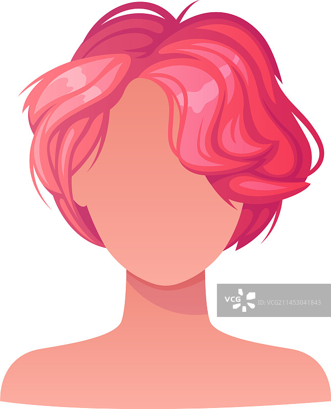 粉色短发女性发型图片素材