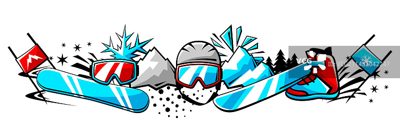 滑雪运动用品背景图片素材