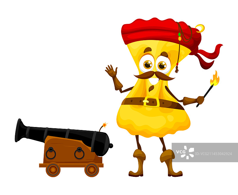 卡通意大利面海盗角色——蝴蝶面图片素材