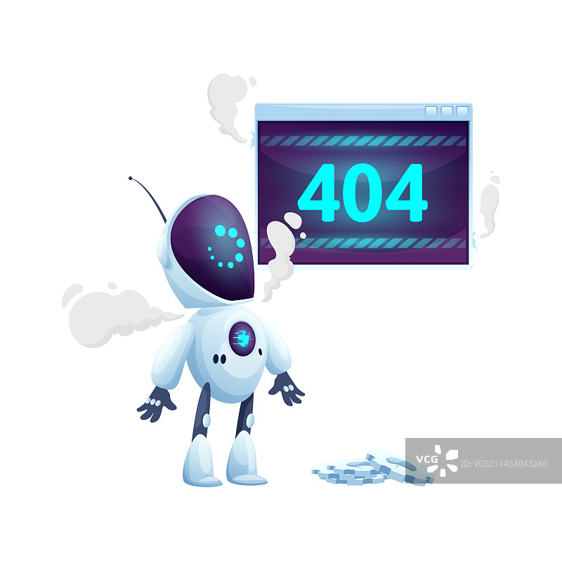 带有卡通屏幕和外星机器人的404页面图片素材