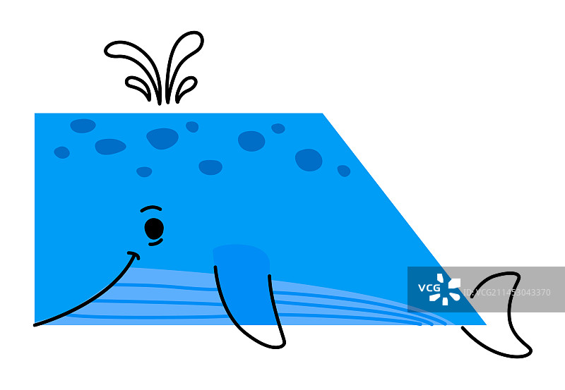 数学图形中的卡通蓝色鲸鱼动物角色图片素材