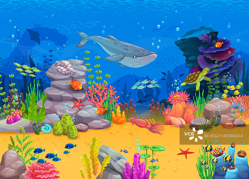 街机游戏关卡卡通水下景观图片素材