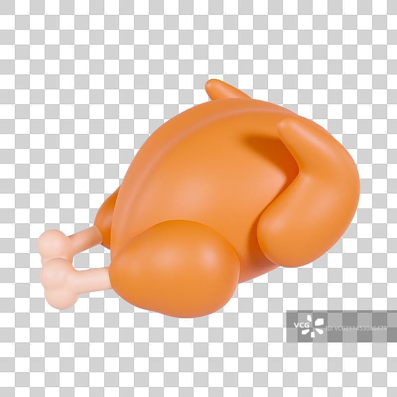 3D立体感恩节烤鸡鸡肉元素图片素材