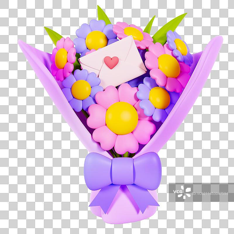 3D立体感恩节花束捧花贺卡元素图片素材