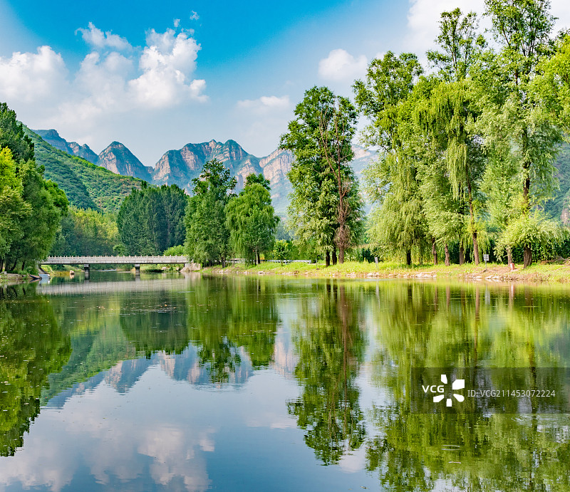 夏天北京延庆百里山水画廊白河上游峡谷图片素材