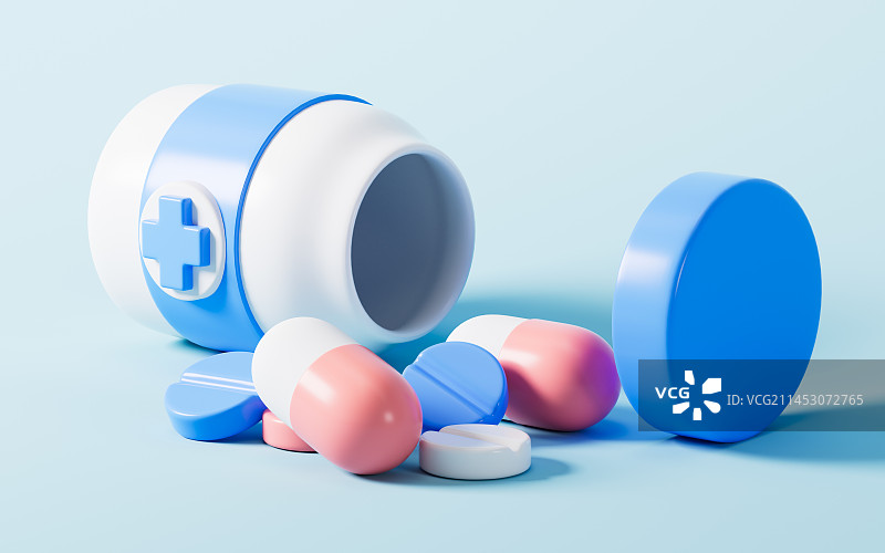 卡通药物医疗概念3D渲染图片素材