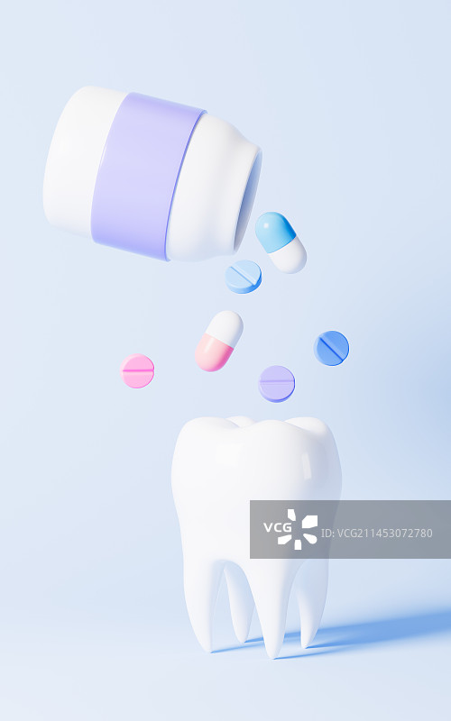 药物治疗与牙齿健康3D渲染图片素材
