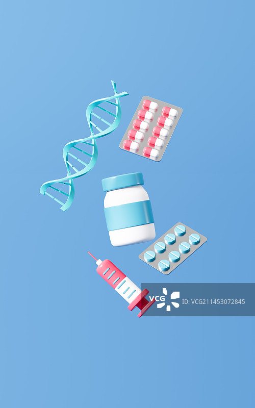 DNA与药物治疗3D渲染图片素材